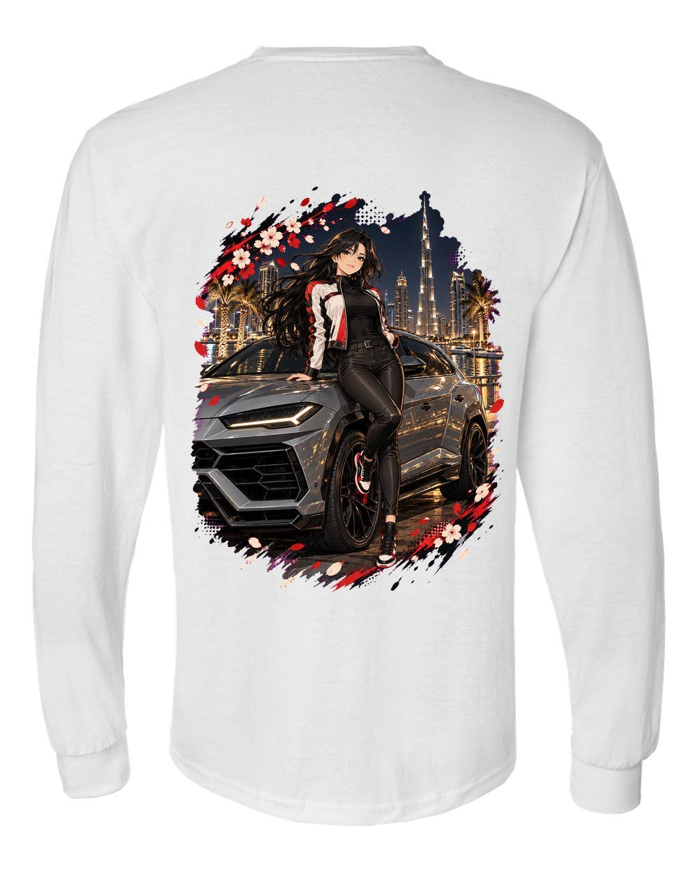 Lamborghini Urus Anime Girl Long Sleeve White back