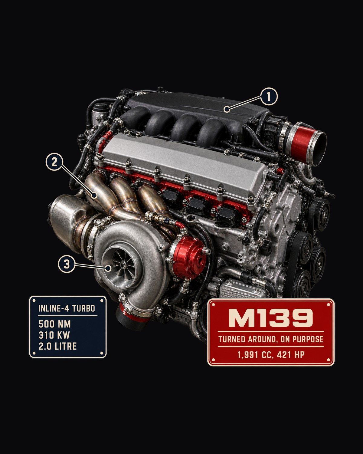 Mercedes-AMG M139 2.0 Turbo Four Engine Hero Tee design only