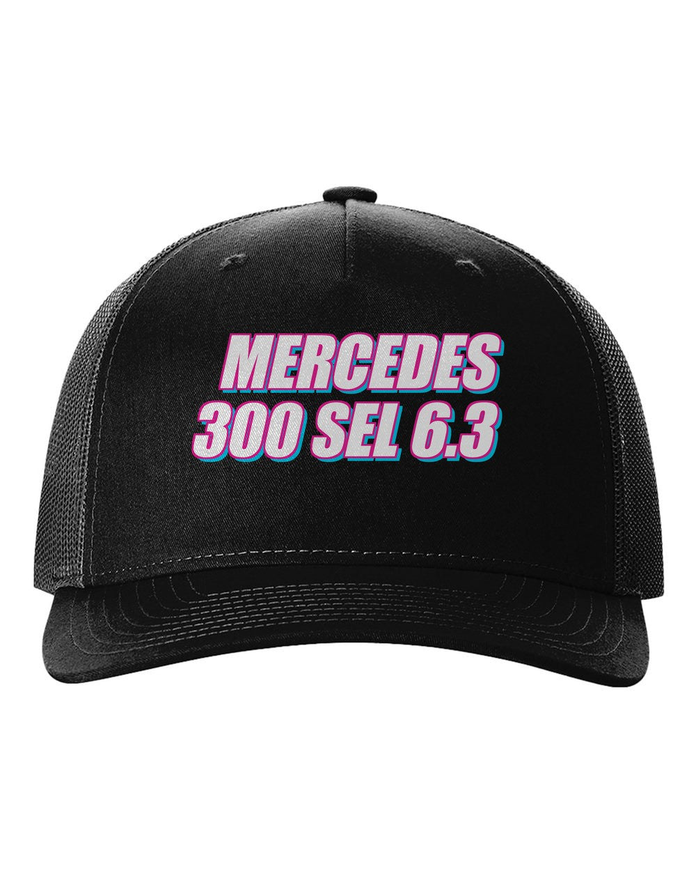 black hat front view with car name