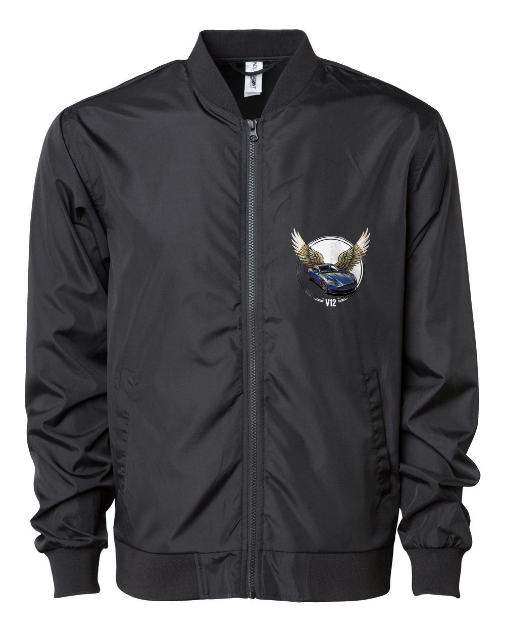 Aston Martin DB11 Wings Bomber Jacket — Black front emblem