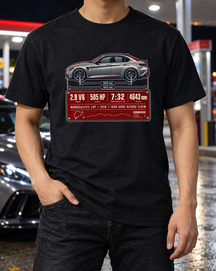 Alfa Romeo Giulia Quadrifoglio 952 Ring Archive Shirt T-Shirt Black worn hero