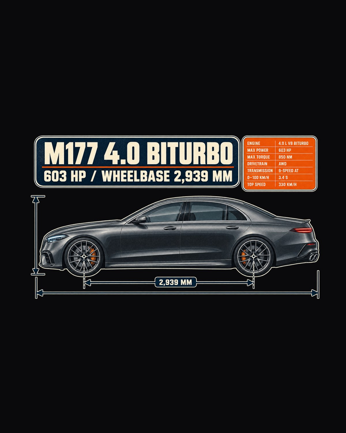 Mercedes-AMG E63 S W213 Dimension Blueprint Shirt, Car Enthusiast Gift design only
