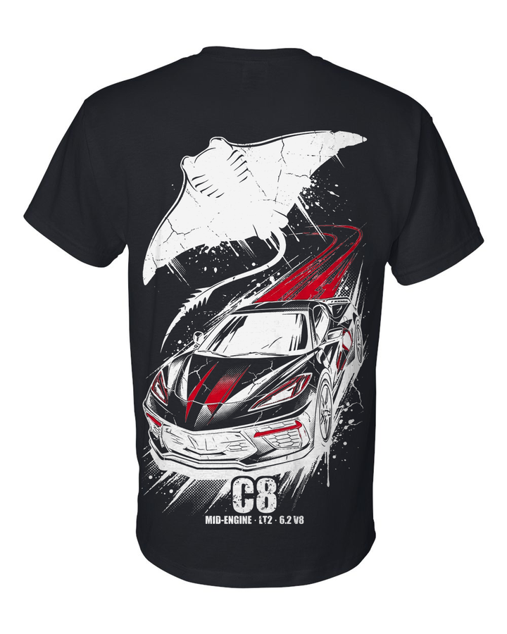 C8 Corvette Manta T-Shirt — Black back