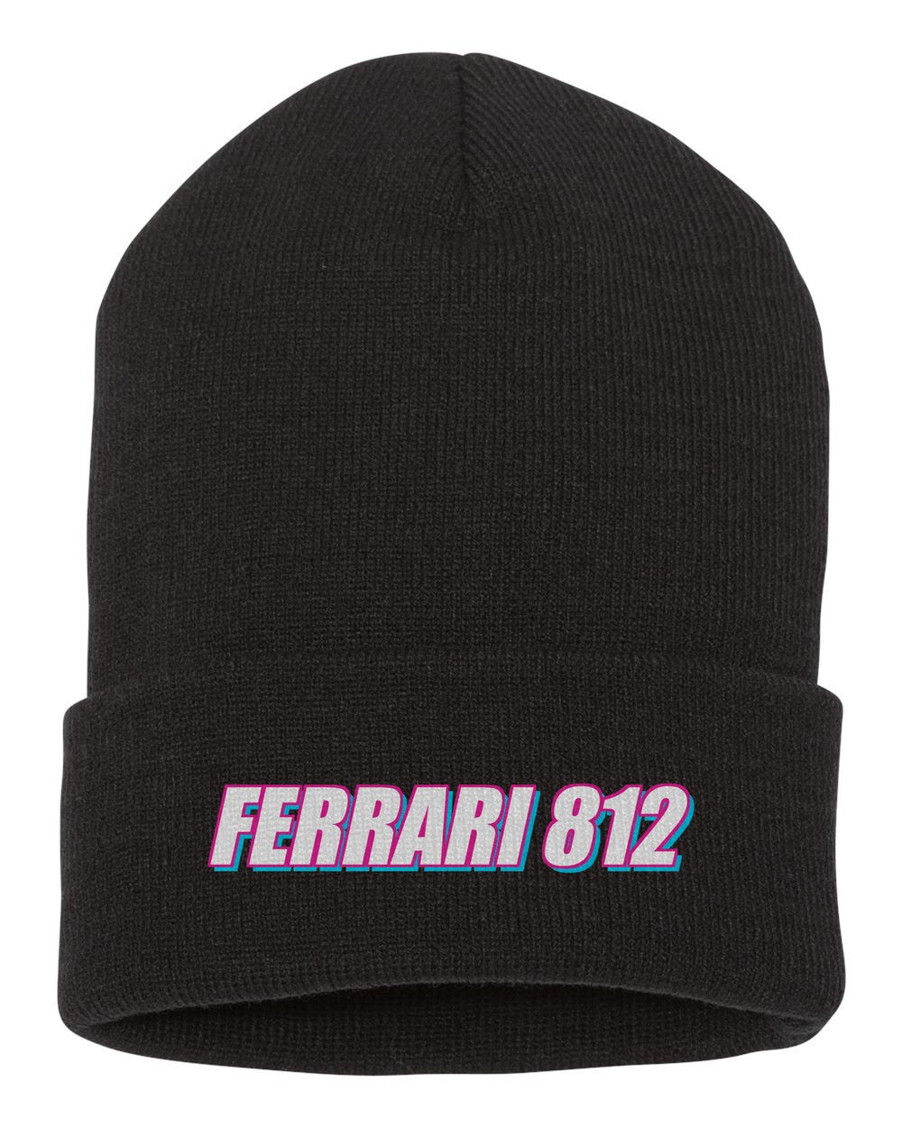 Ferrari 812 black beanie front view with car name