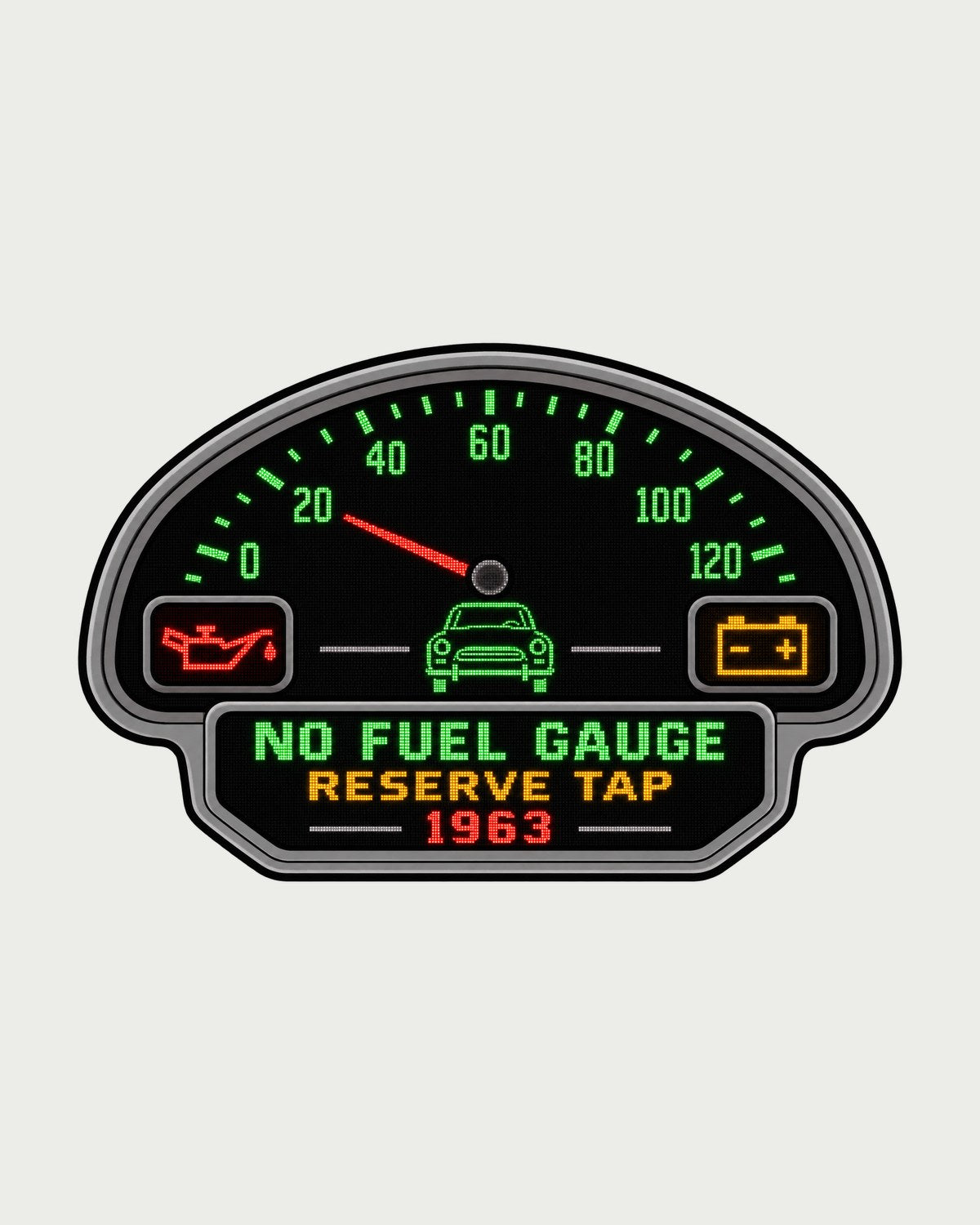 1963 VW Beetle Type 1 Segmented Display Tee, No Fuel Gauge design only