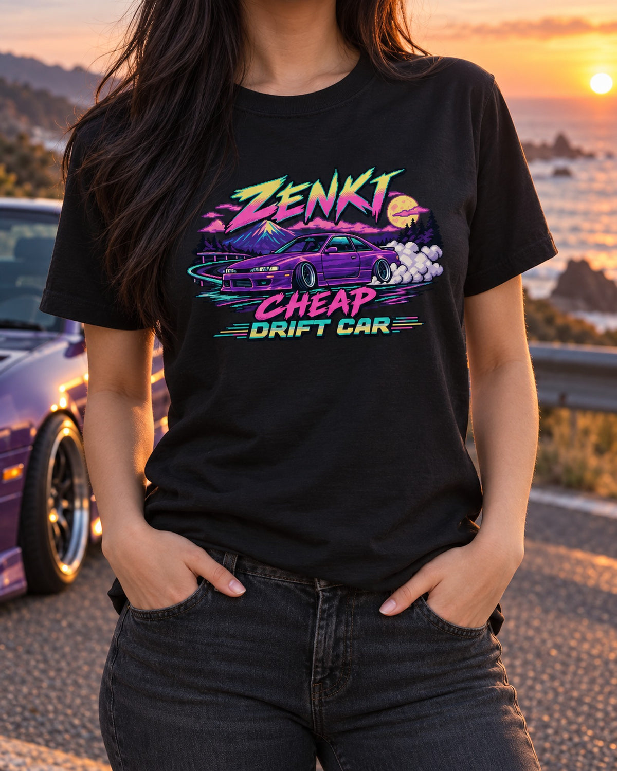 Silvia S14 Zenki 16-Bit Pixel Art Drift Car Shirt T-Shirt Black worn hero