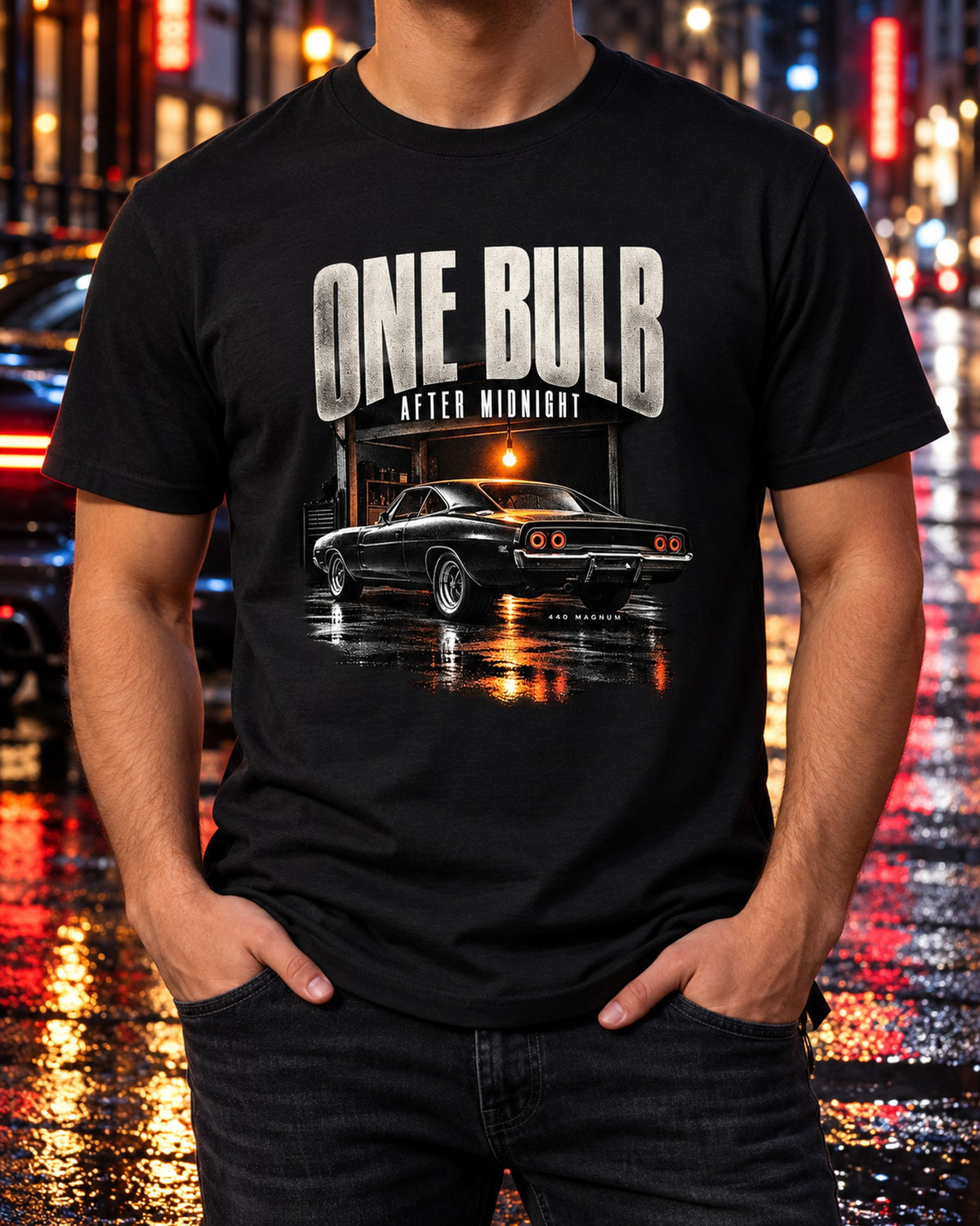 Dodge Charger R/T B-body One Bulb After Midnight Shirt T-Shirt Black worn hero