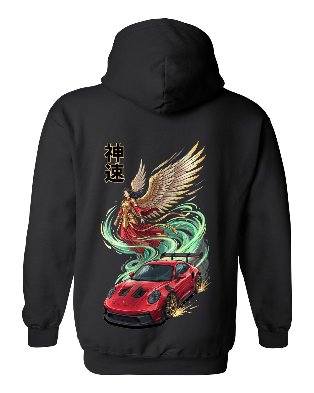 Shinsoku Godspeed Hoodie black back full print