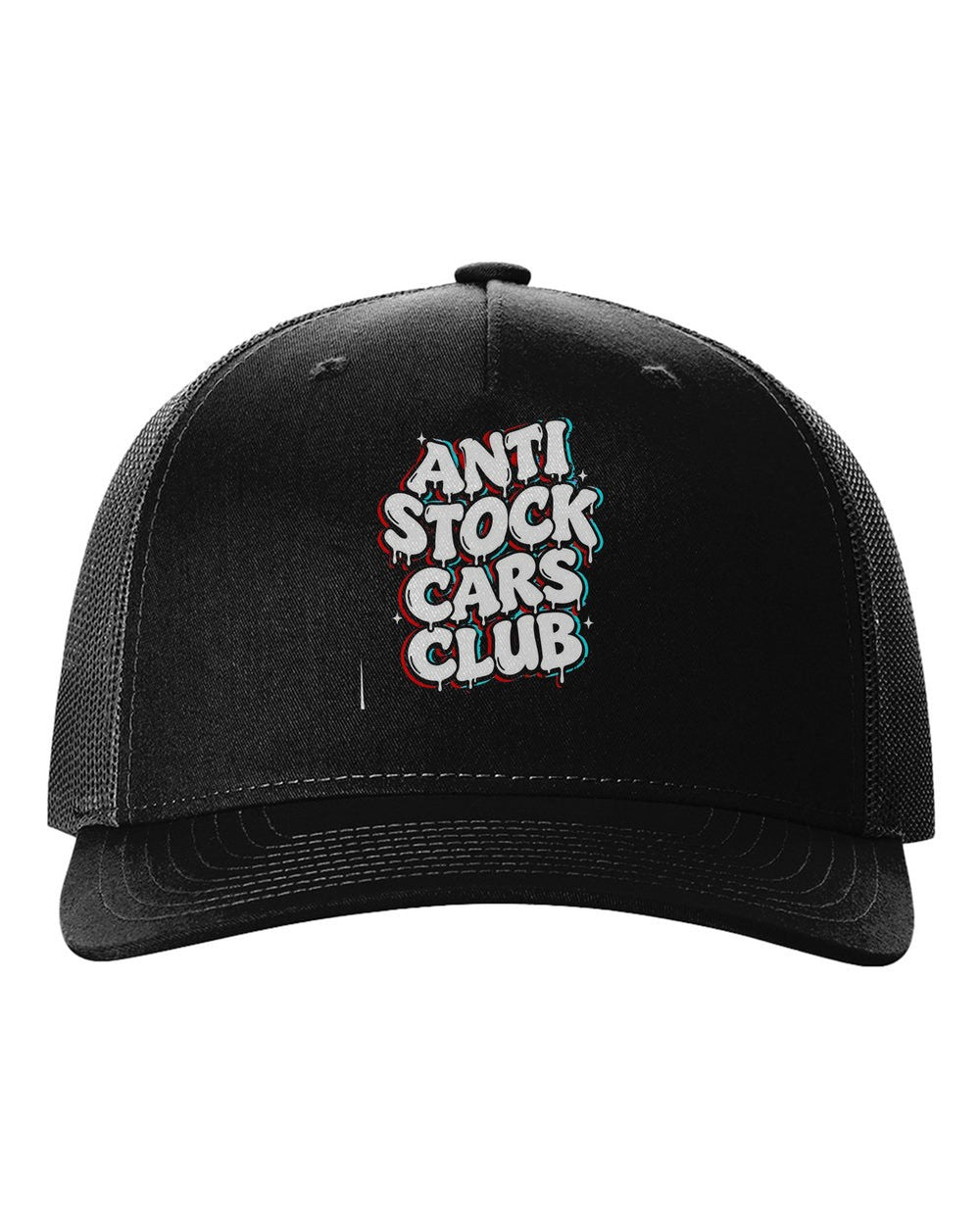 Anti Stock Cars Club Graffiti Shirt, Hoodie & More black hat front view with car name