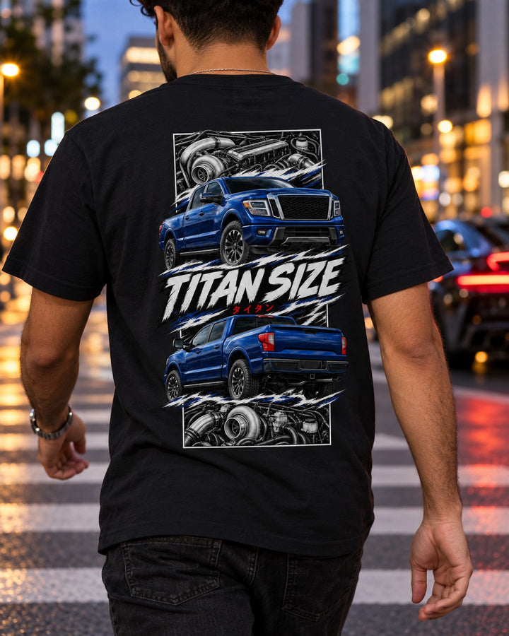 Nissan Titan Torn Poster Full-Back Graphic Tee T-Shirt Black worn hero