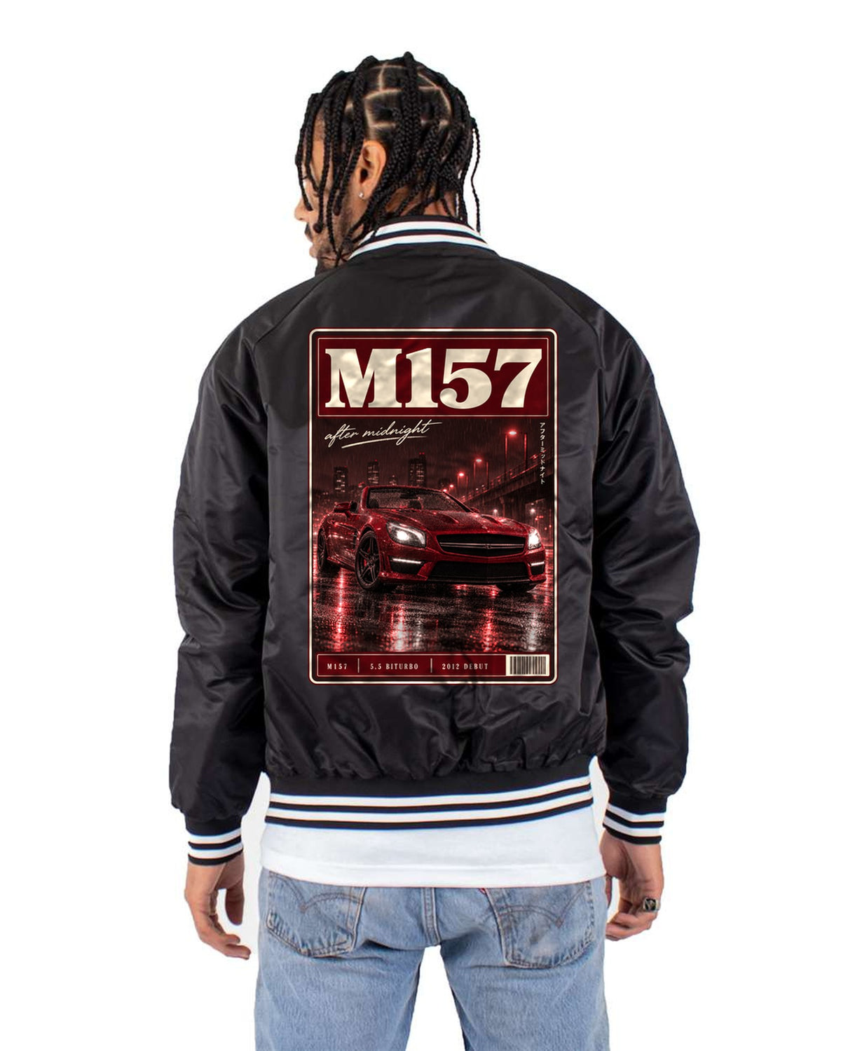 Mercedes-Benz SL63 R231 M157 Night Run Shirt, Red Mono Bomber Jacket Black back