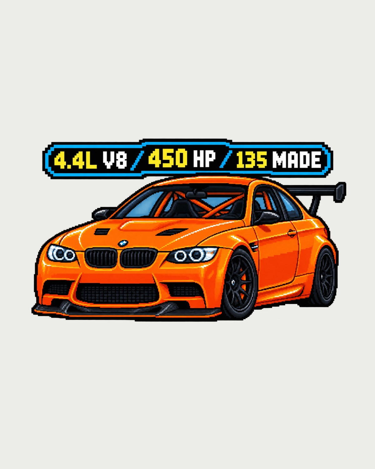BMW E92 M3 GTS Pixel Art Shirt, 8-Bit Car Guy Gift design only