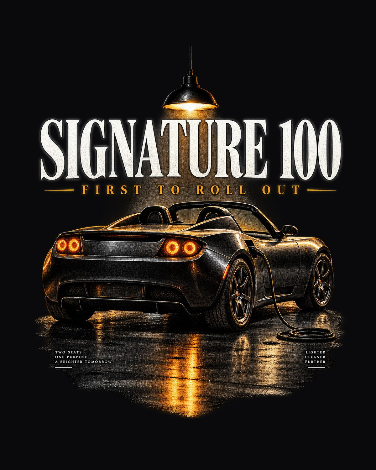Roadster Signature 100 Garage Night Tee, Tesla Gen 1 2008 design only