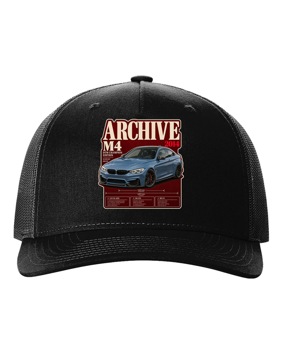 BMW M4 DTM Champion Edition F82 archive panel print black hat front view with the design