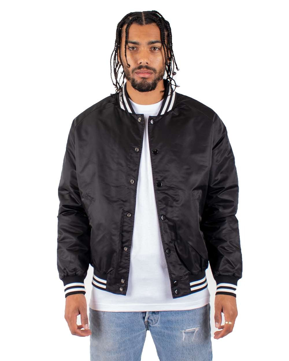 black bomber front view, plain