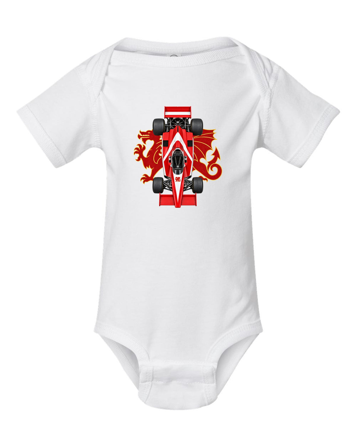 Brabham BT46B 1978 Formula 1 overhead poster artwork white baby onesie front view with the design