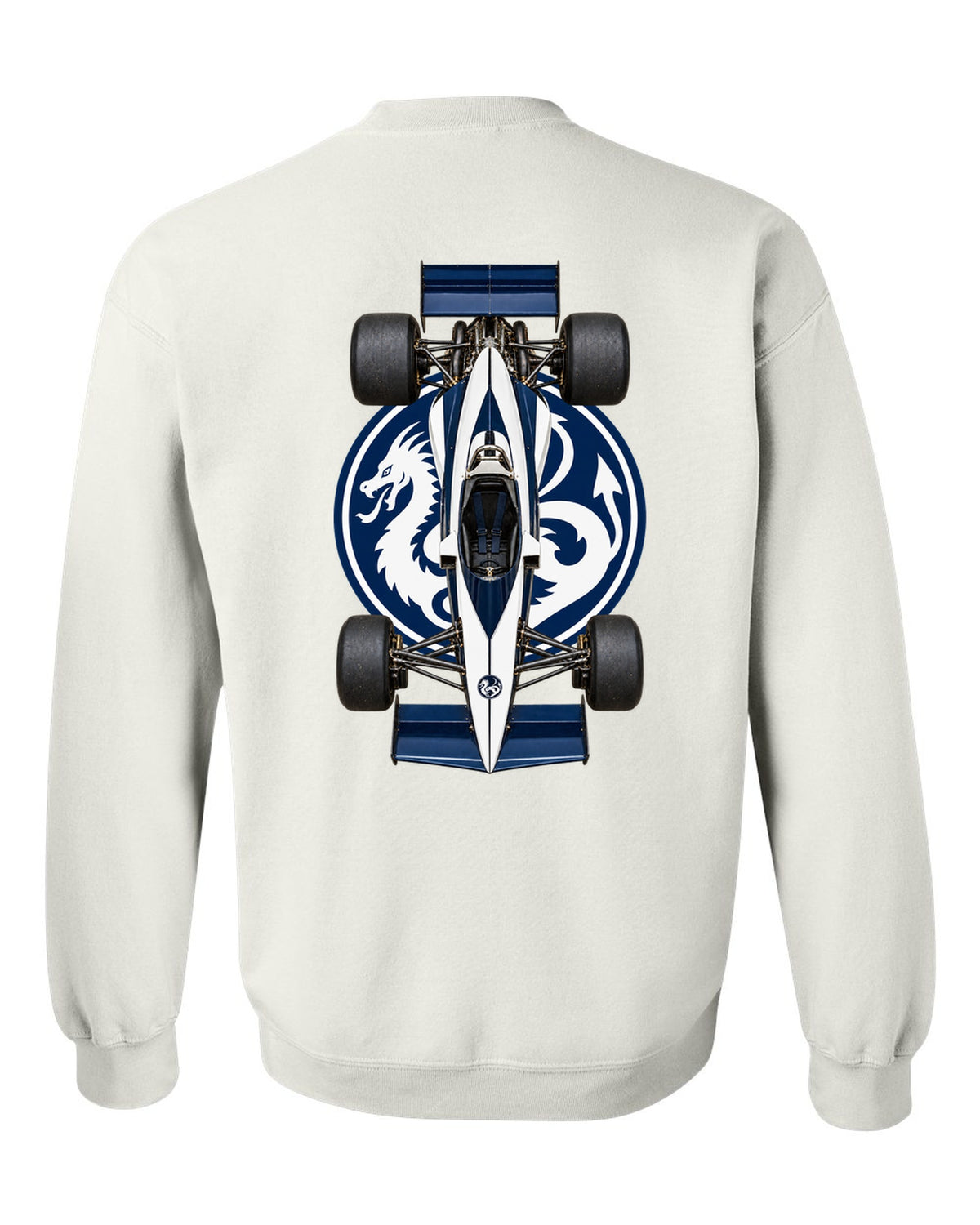 Brabham BT52 1983 Formula 1 overhead poster artwork white crewneck back view with the design