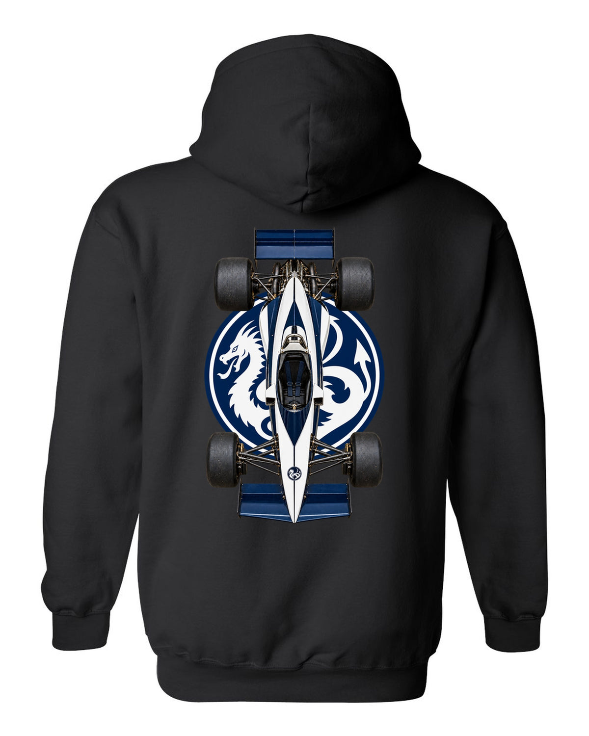 Brabham BT52 1983 Formula 1 overhead poster artwork black pull over hoodie back view with the design