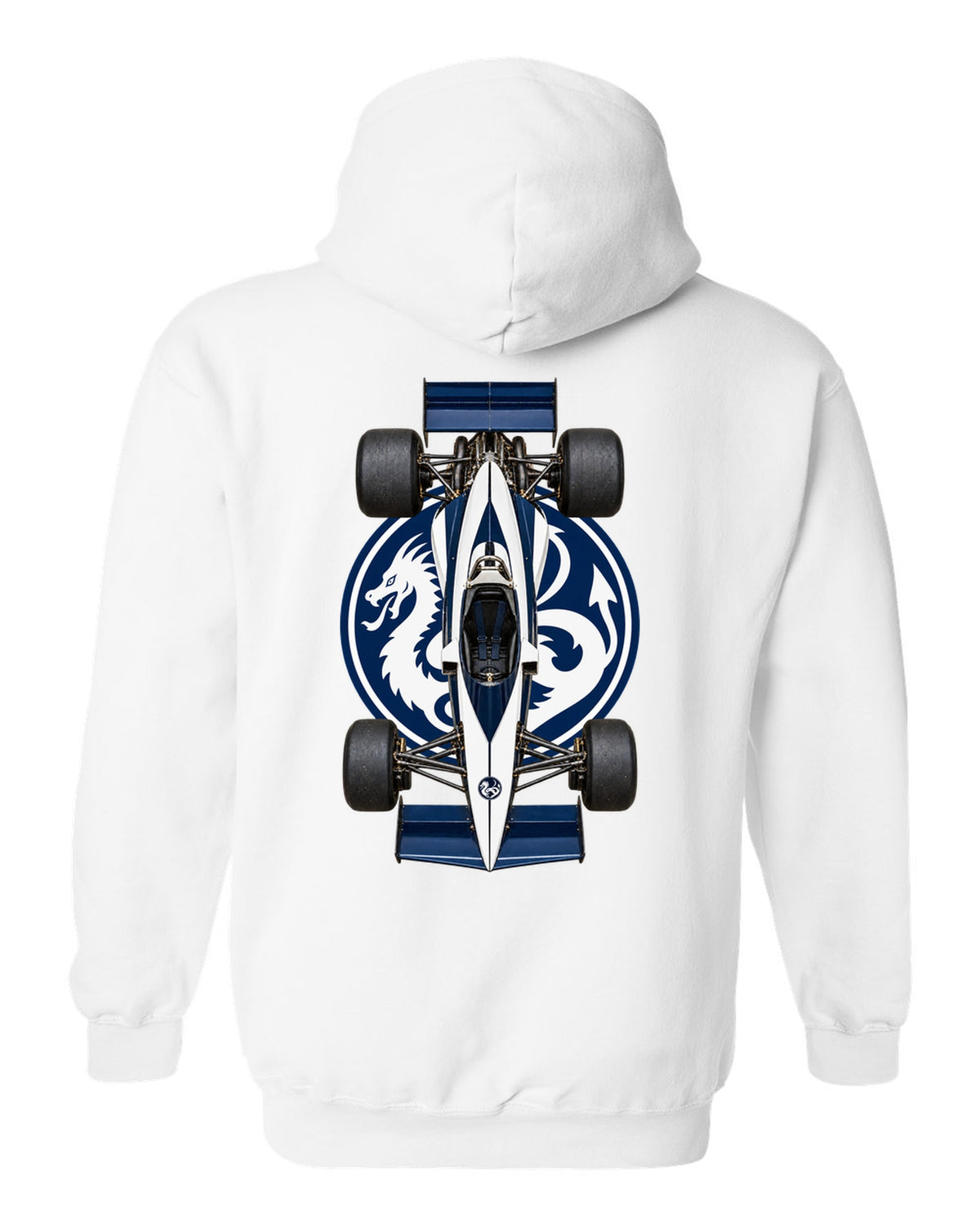 Brabham BT52 1983 Formula 1 overhead poster artwork white pull over hoodie back view with the design