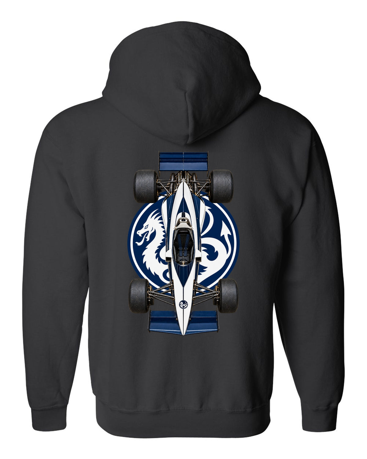 Brabham BT52 1983 Formula 1 overhead poster artwork black zip hoodie back view with the design