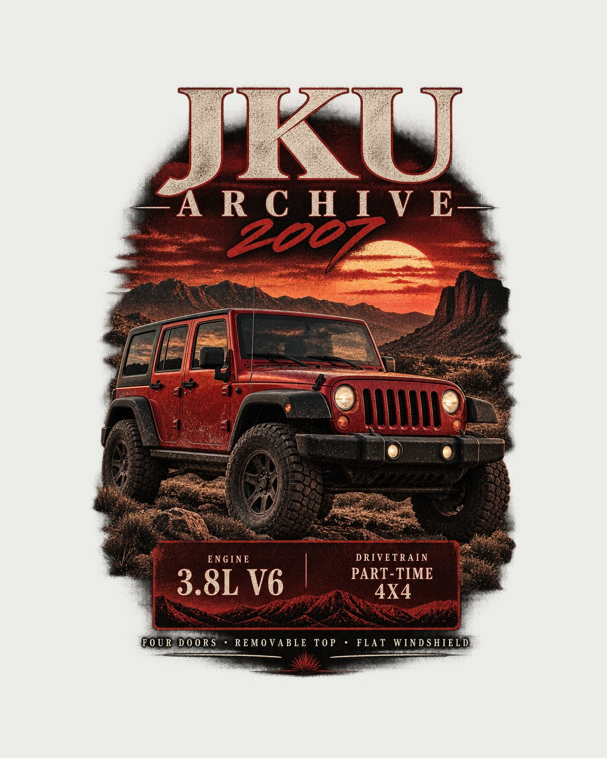 Jeep Wrangler JKU 2007 Archive Panel Tee, 3.8L V6 Four-Door design only