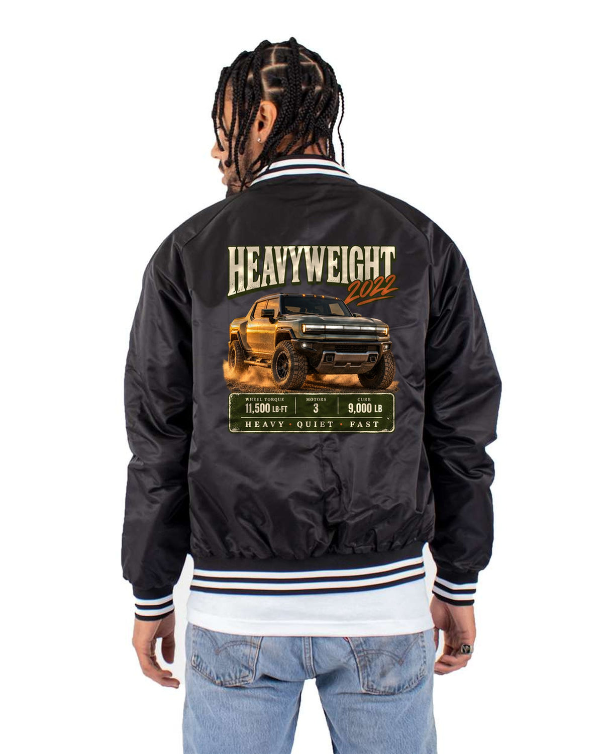 Hummer EV 2022 Heavyweight Archive Panel Shirt, Truck Fan Gift Bomber Jacket Black back