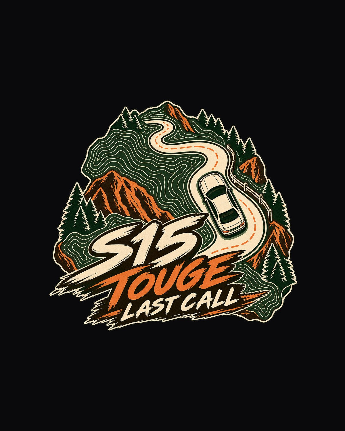 Nissan Silvia S15 Touge Topographic Map Line Art Shirt design only