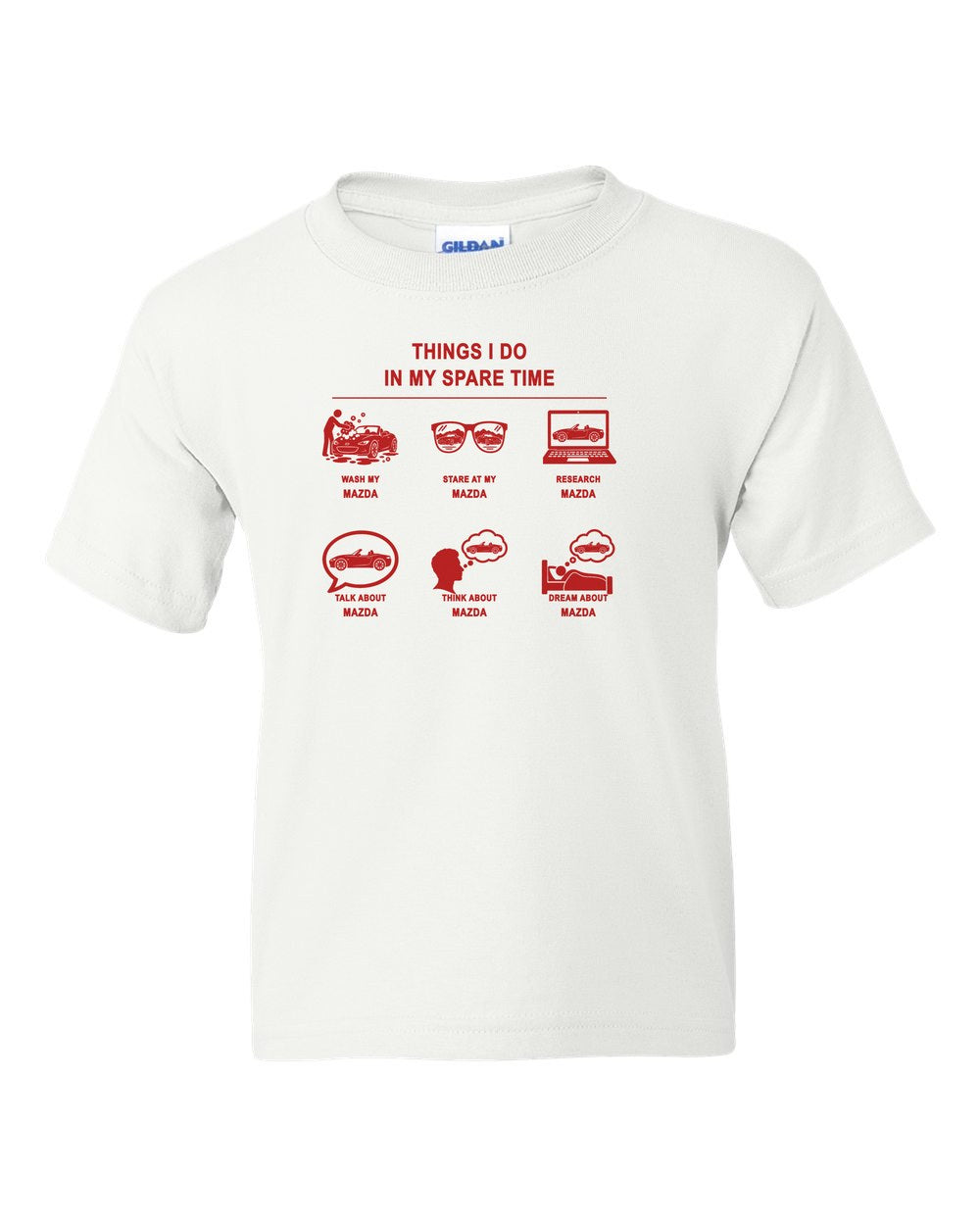 Mazda Things I Do Kids Tee White front