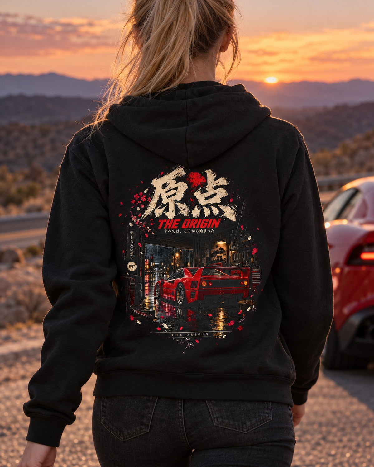 Ferrari F40 The Origin Shirt, Hoodie & More Zip Hoodie Black worn hero