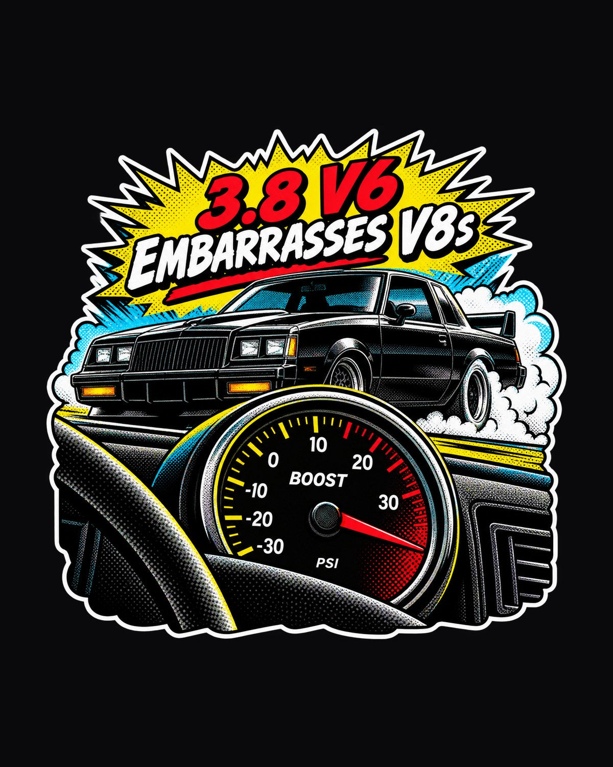Buick Grand National 1987 Pop Art Shirt, Turbo V6 Car Tee design only
