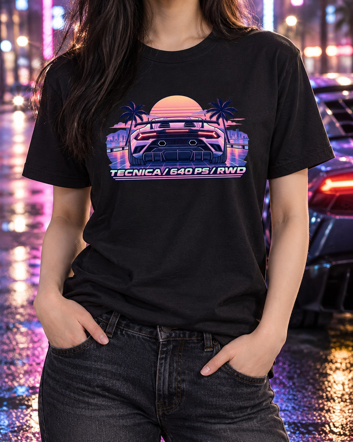 Huracan Tecnica LP640-2 Pastel Taillight Grid Shirt T-Shirt Black worn hero