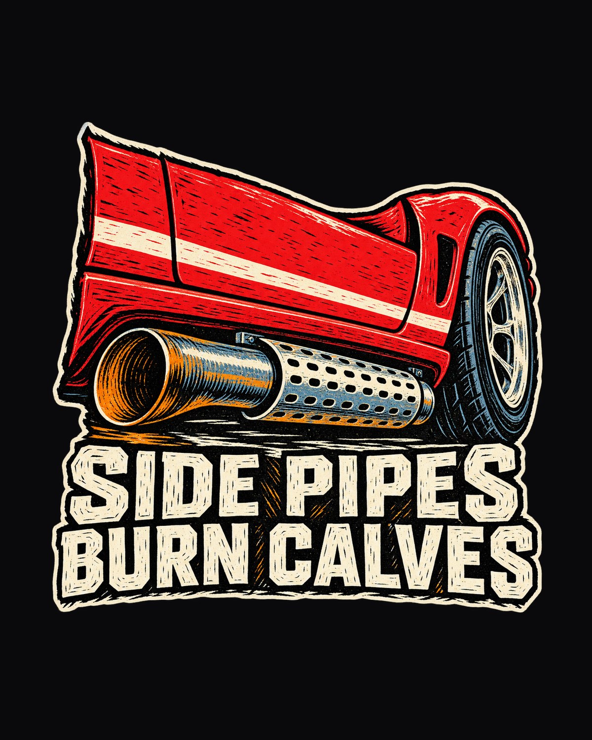 Dodge Viper RT/10 Side Pipe Linocut Shirt, Car Guy Tee design only