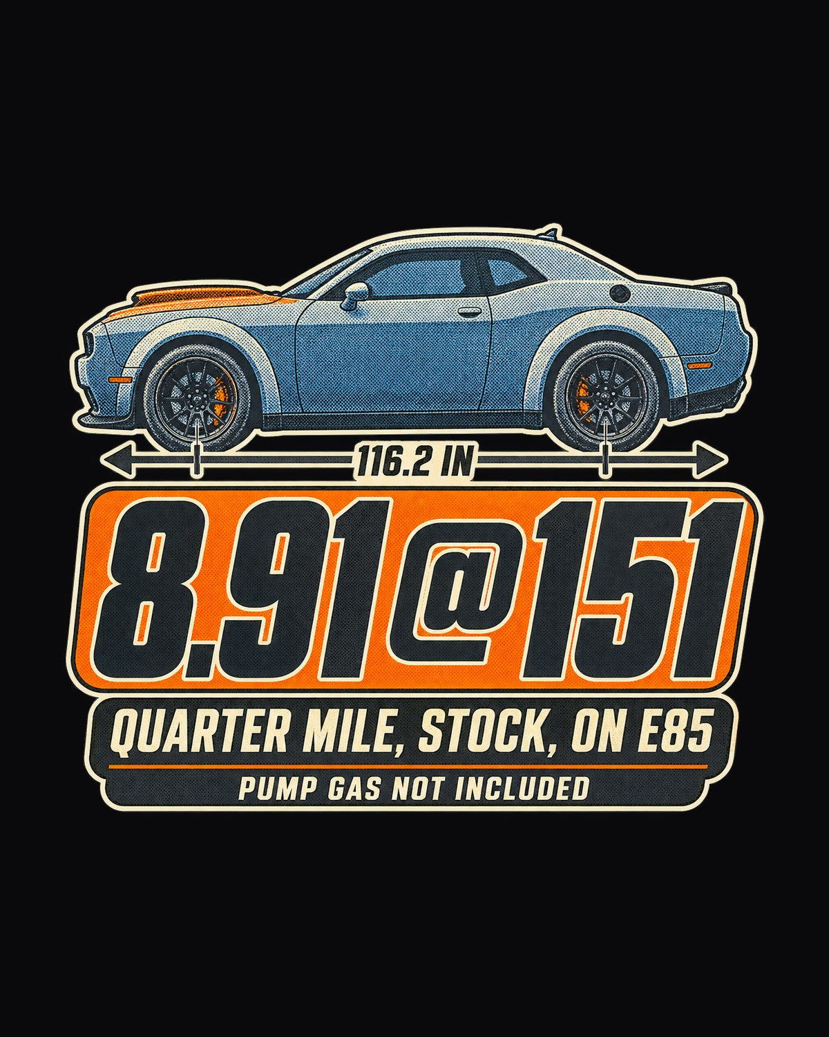 Dodge Challenger Demon 170 8.91 Quarter Mile Halftone Tee design only