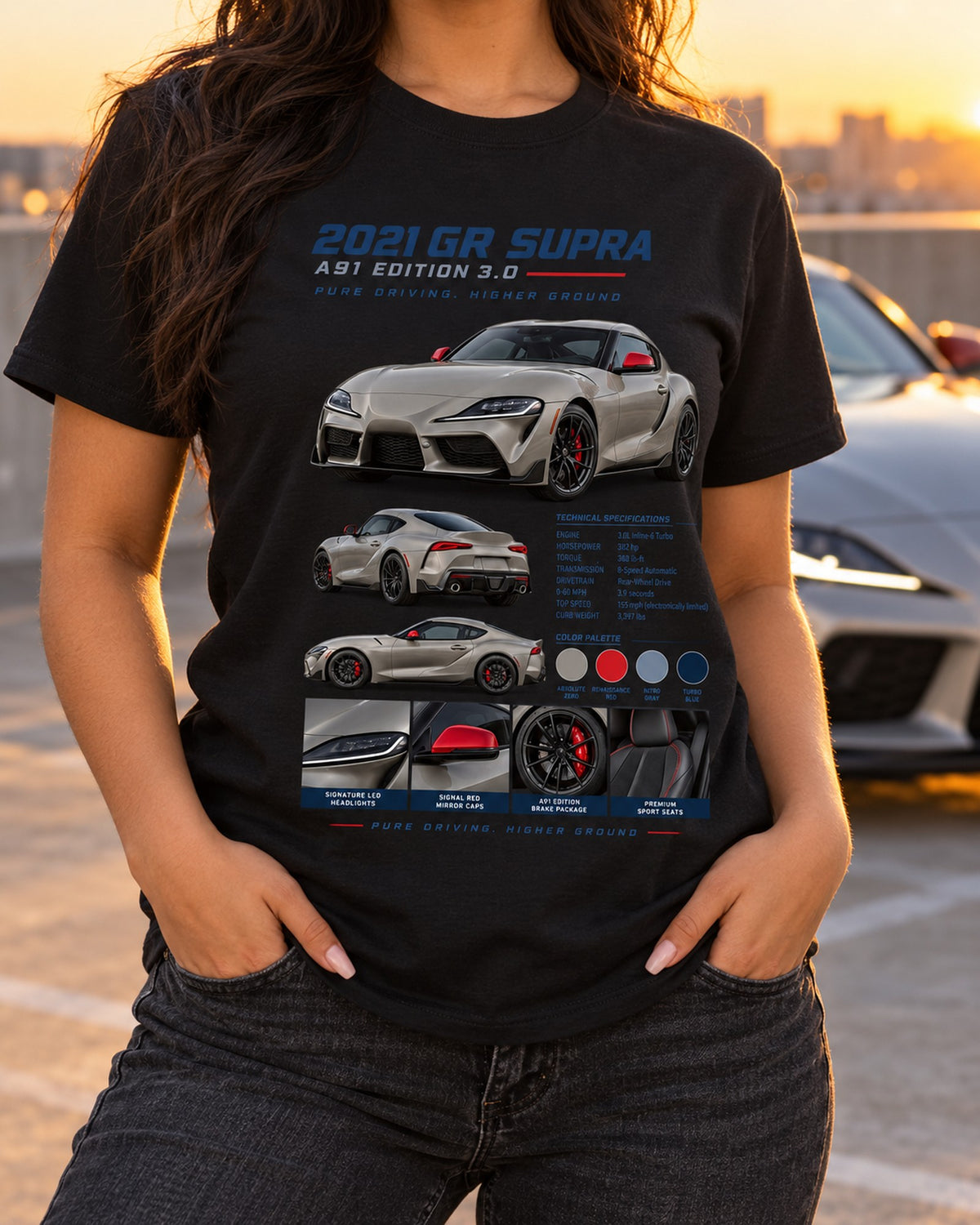 Toyota GR Supra A91 Edition 3.0 Dossier Shirt, 1,500 Built T-Shirt Black worn hero