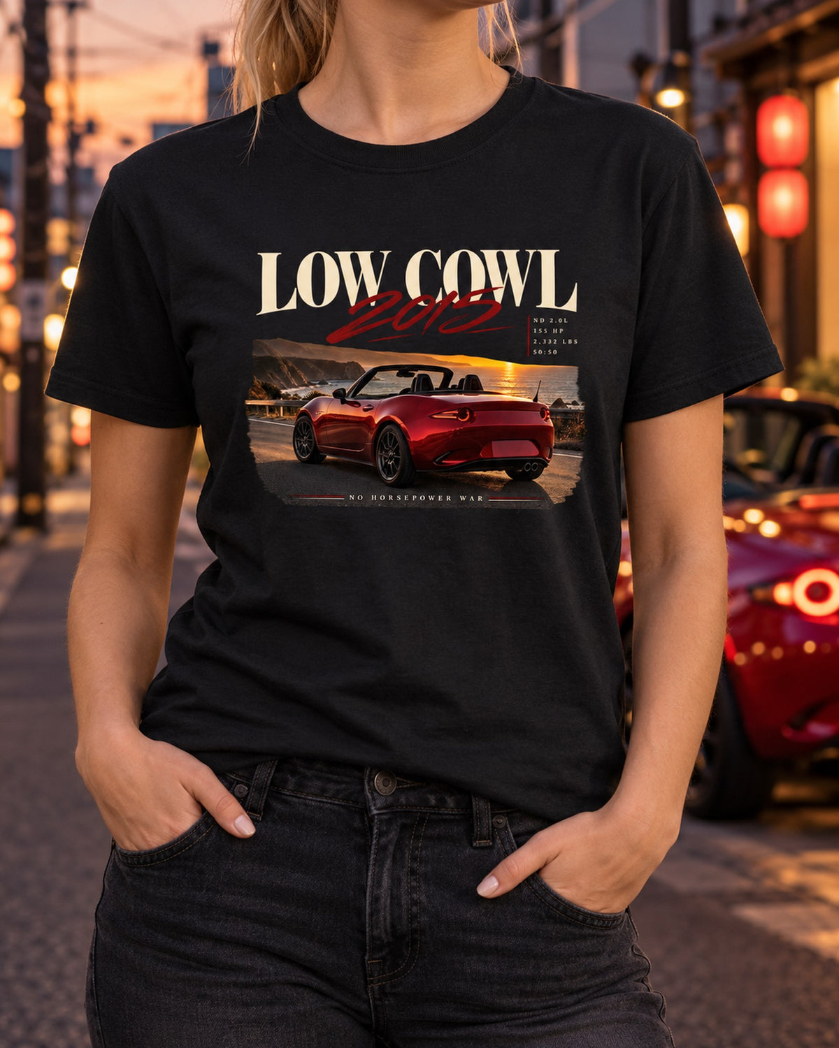 Mazda MX-5 ND Editorial print Tee, Car Guy Shirt T-Shirt Black worn hero