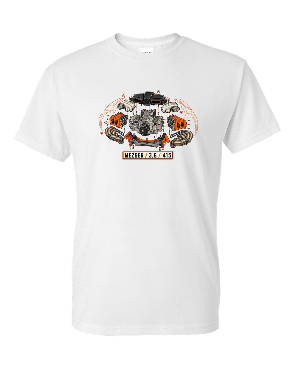 Porsche 992 Targa roll hoop sunset gradient minimalist design white t-shirt front view with the design