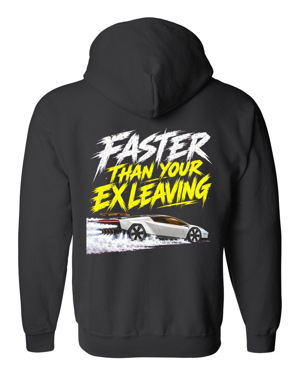 Tesla Roadster Faster Than Your Ex Zip Hoodie Black back