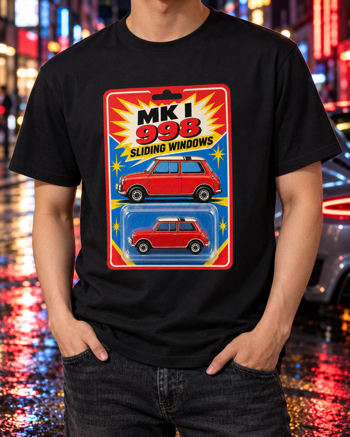 1967 Mini Cooper Mk I Toy Blister Card print Tee T-Shirt Black worn hero