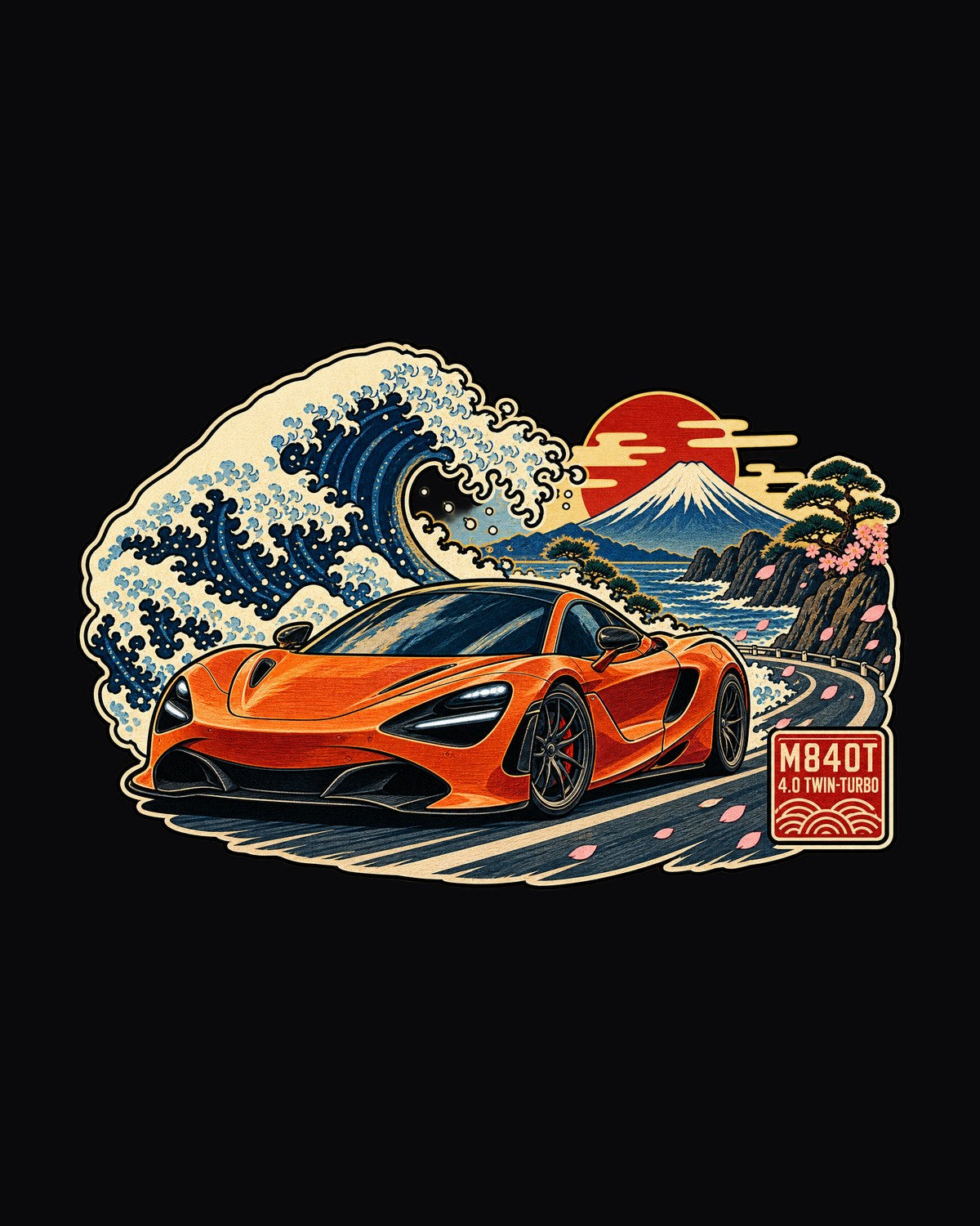 McLaren 720S Ukiyo-e Wave Shirt, M840T Twin-Turbo Tee design only