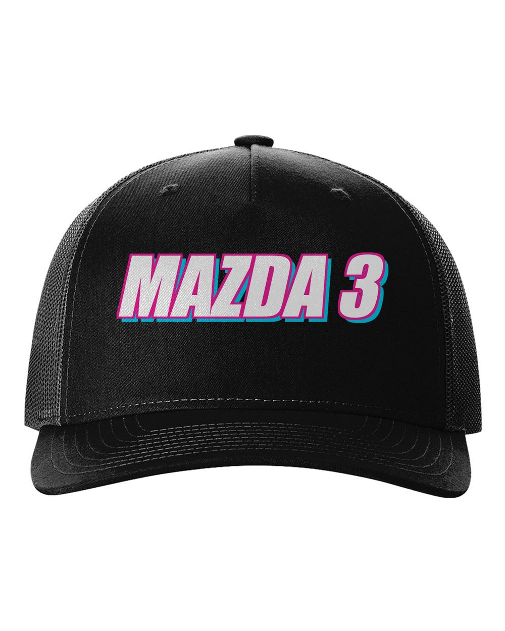 black hat front view with car name