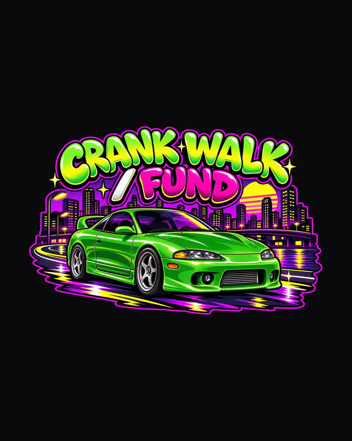 Mitsubishi Eclipse GSX 2G Retro Cartoon Shirt, 90s Car Guy Tee design only