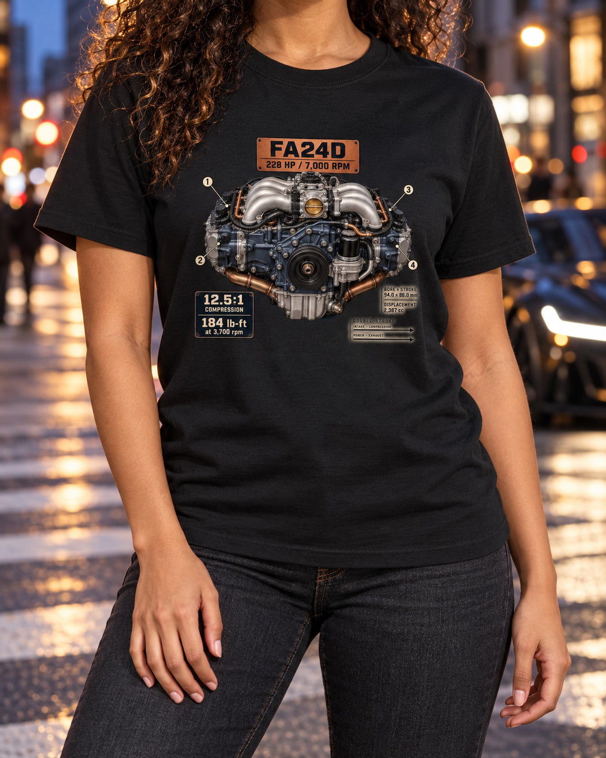 Subaru BRZ ZD8 and Toyota GR86 ZN8 FA24D Engine Shirt T-Shirt Black worn hero