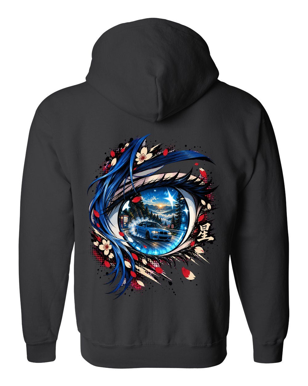 BMW M3 E46 Anime Girl Zip Hoodie Black back