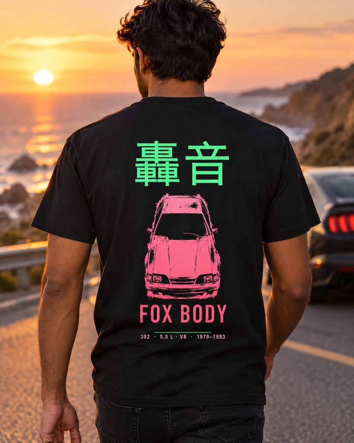 Fox Body 302 Full-Back Graphic Tee T-Shirt Black worn hero