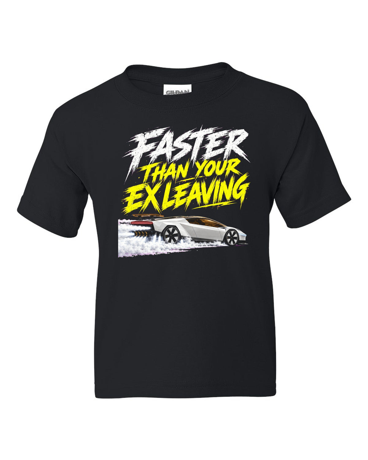Tesla Roadster Faster Than Your Ex Kids Tee Black front