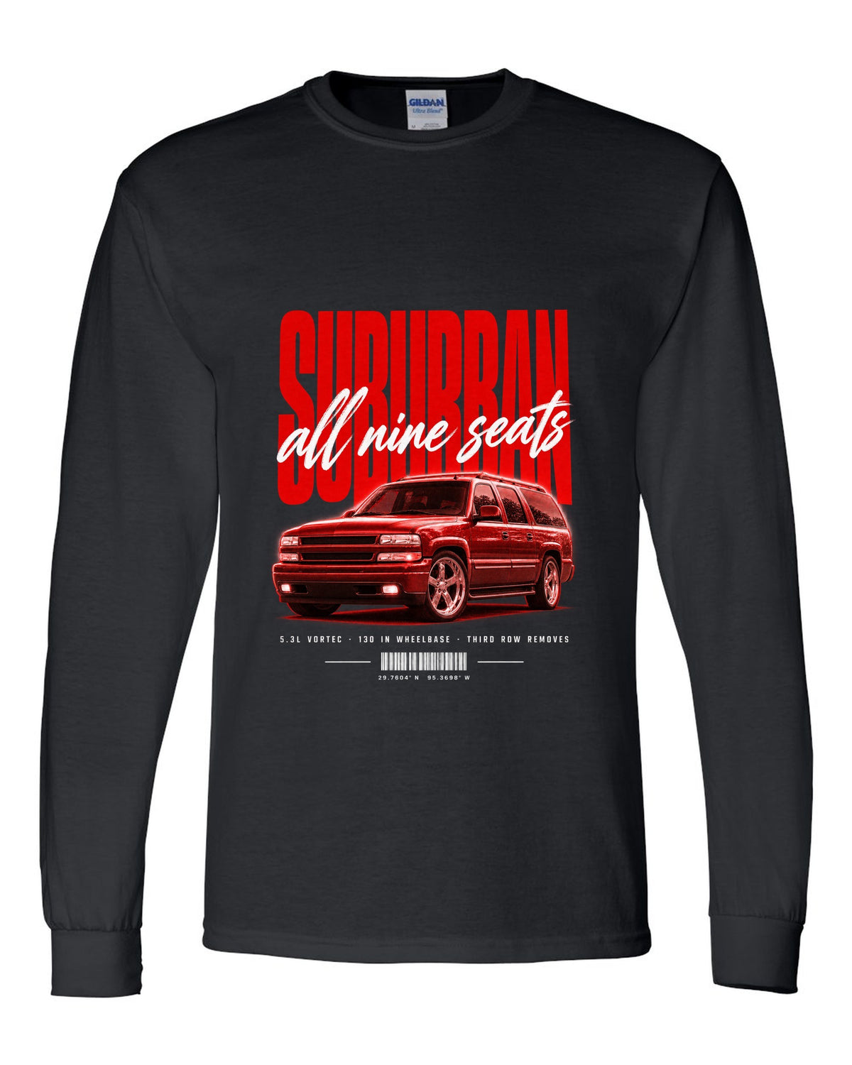 2000-06 Chevy Suburban GMT800 street poster print black long sleeve front view with the design