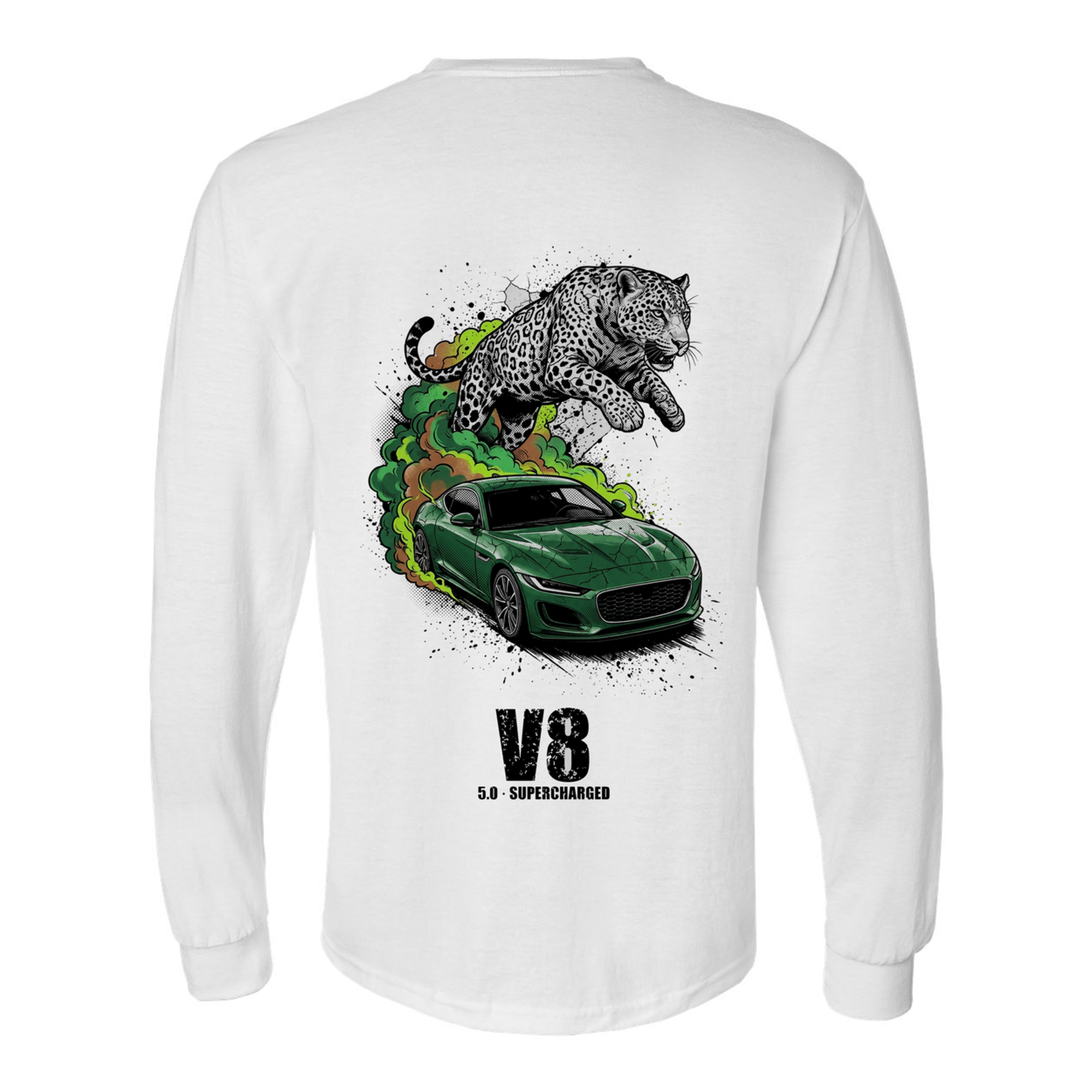 Jaguar F-Type Leaper Long Sleeve T-Shirt — White back
