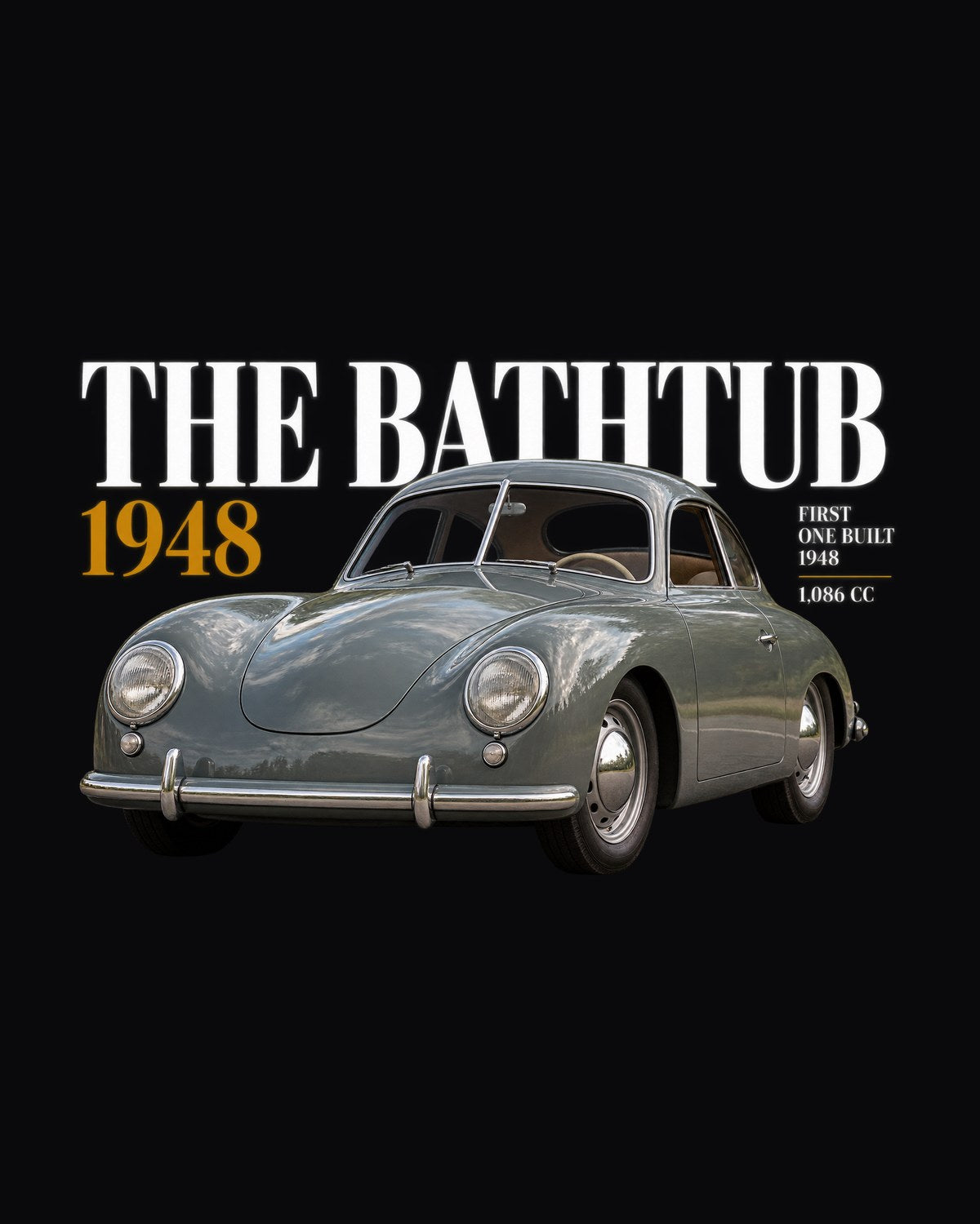 Porsche 356 Pre-A Bathtub 1948 Editorial Tee, Vintage Car Gift design only