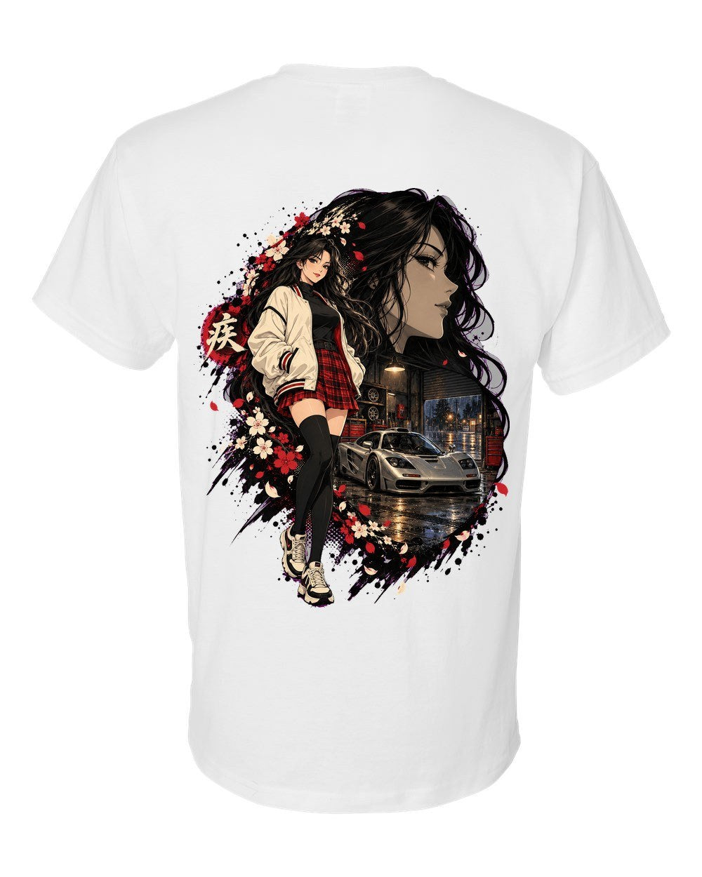 McLaren F1 Anime Girl T-Shirt White back