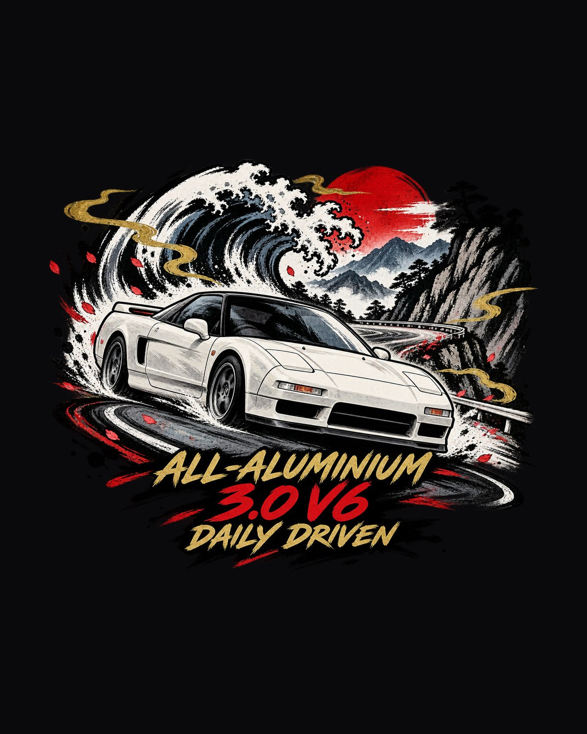 Honda NSX NA1 Sumi-e Ink Wave Shirt, All-Aluminium V6 design only